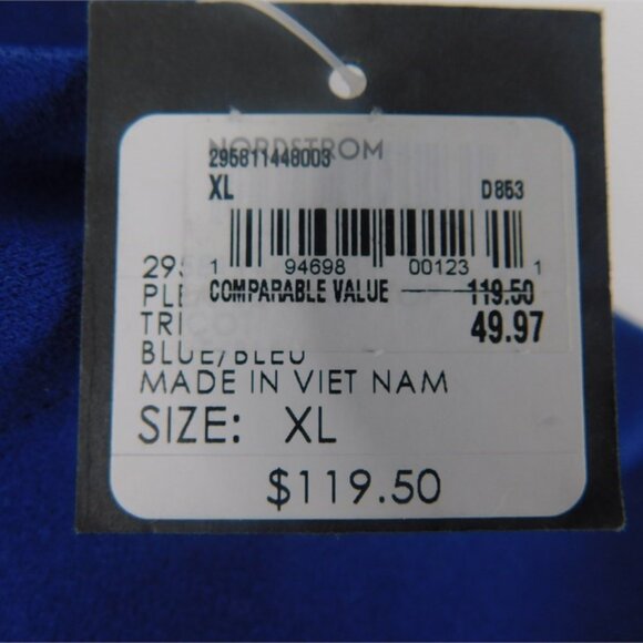 Club Monaco NWT Women's Blue Depths Pleated Peplum Blouse, Size XLarge - Picture 7 of 7
